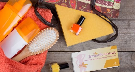 feminella hyalosoft, kartáč, laky na nehty, kabelka