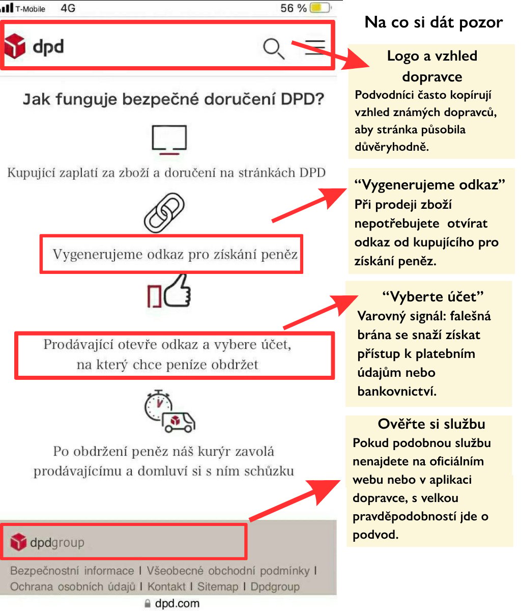 Jak poznat podvodnou stránku vydávající se za DPD
