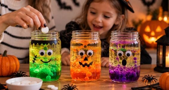 Halloweenský pokus pro děti – bublající příšerky z oleje, vody a šumivé tablety