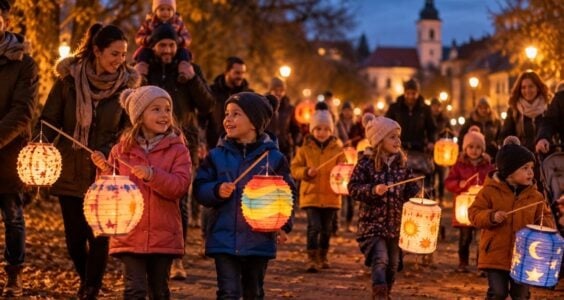 Lampionový průvod za soumraku