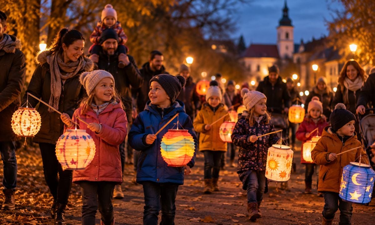 Lampionový průvod za soumraku