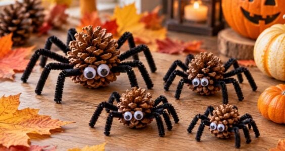 Pavouk ze šišky – jednoduché halloweenské tvoření s dětmi